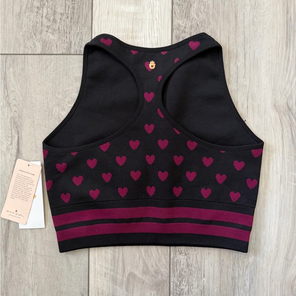 NWT Spiritual Gangster xs/s Rosaline Hearts Highneck Jacquard bra - Picture 6 of 8